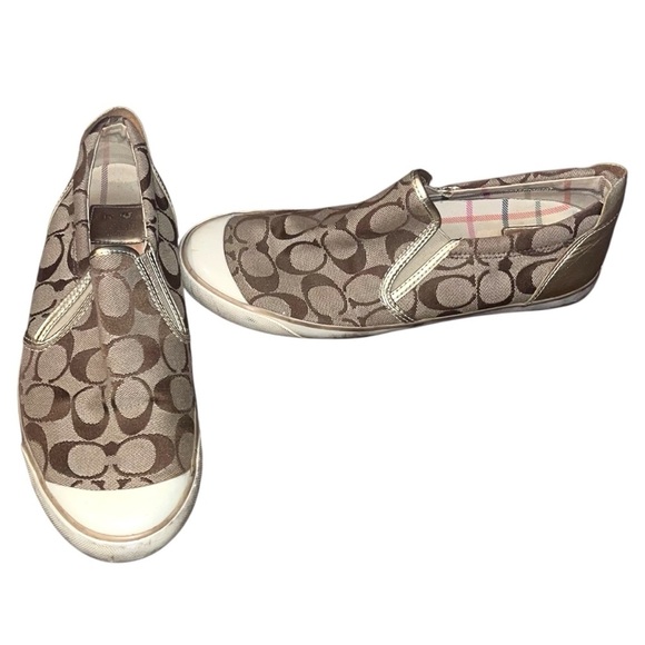 Coach Signature Monogram Beale Slip On Canvas Sneakers Shoes Women's Sz 9.5 - Picture 2 of 4
